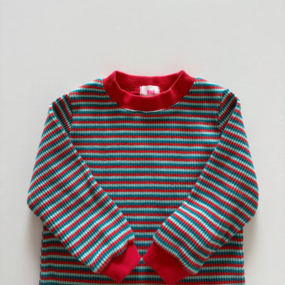 Toddler F26 Stripe Ribbed Long Sleeve Top (1-6y) - Red