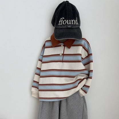 Toddler F26 Stripe Collared Long Sleeve Top (2-8y) - 2 Colors