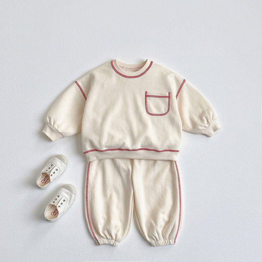 Toddler F25 Stitch Detail Long Sleeve Top and Jogger Pants Set (1-6y) - 2 Colors - AT NOON STORE
