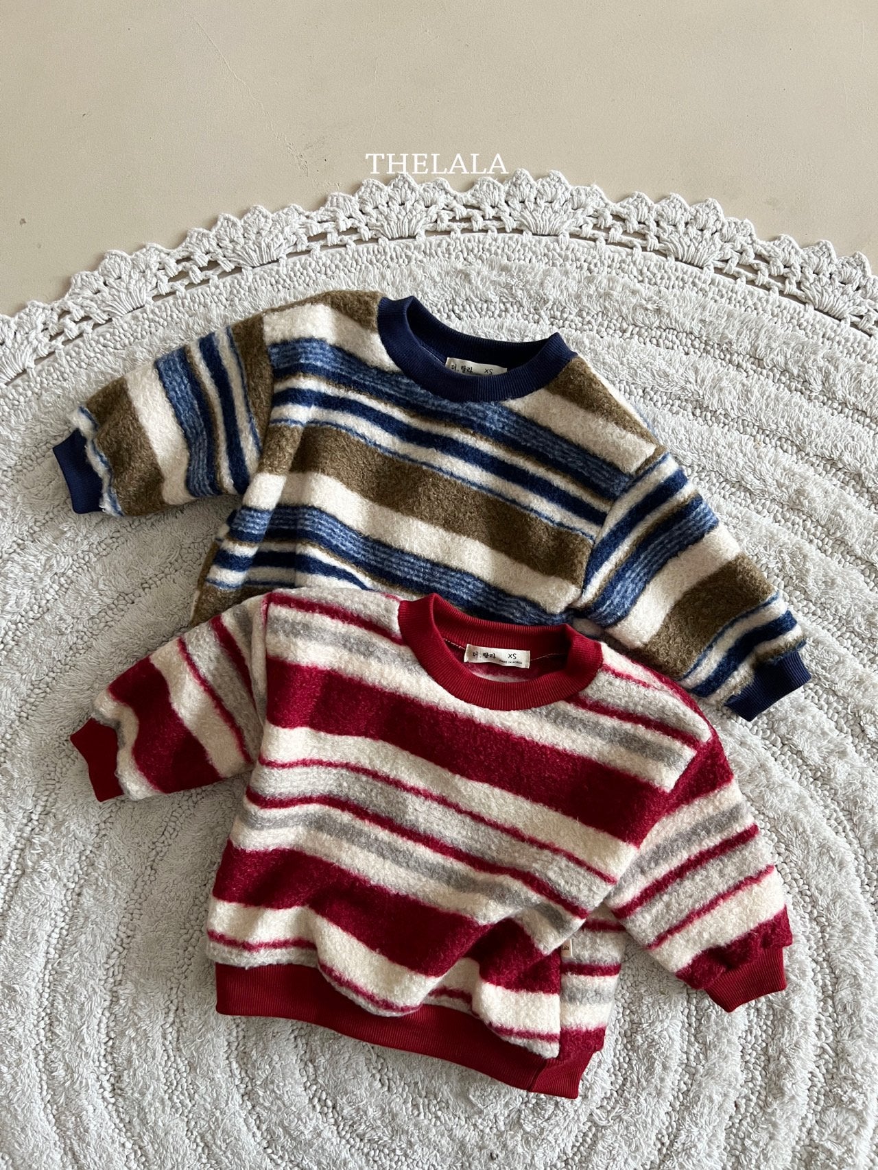 Toddler Lala FW25 Fluffy Stripe Sweatshirt (1-6y) - 2 Colors - AT NOON STORE