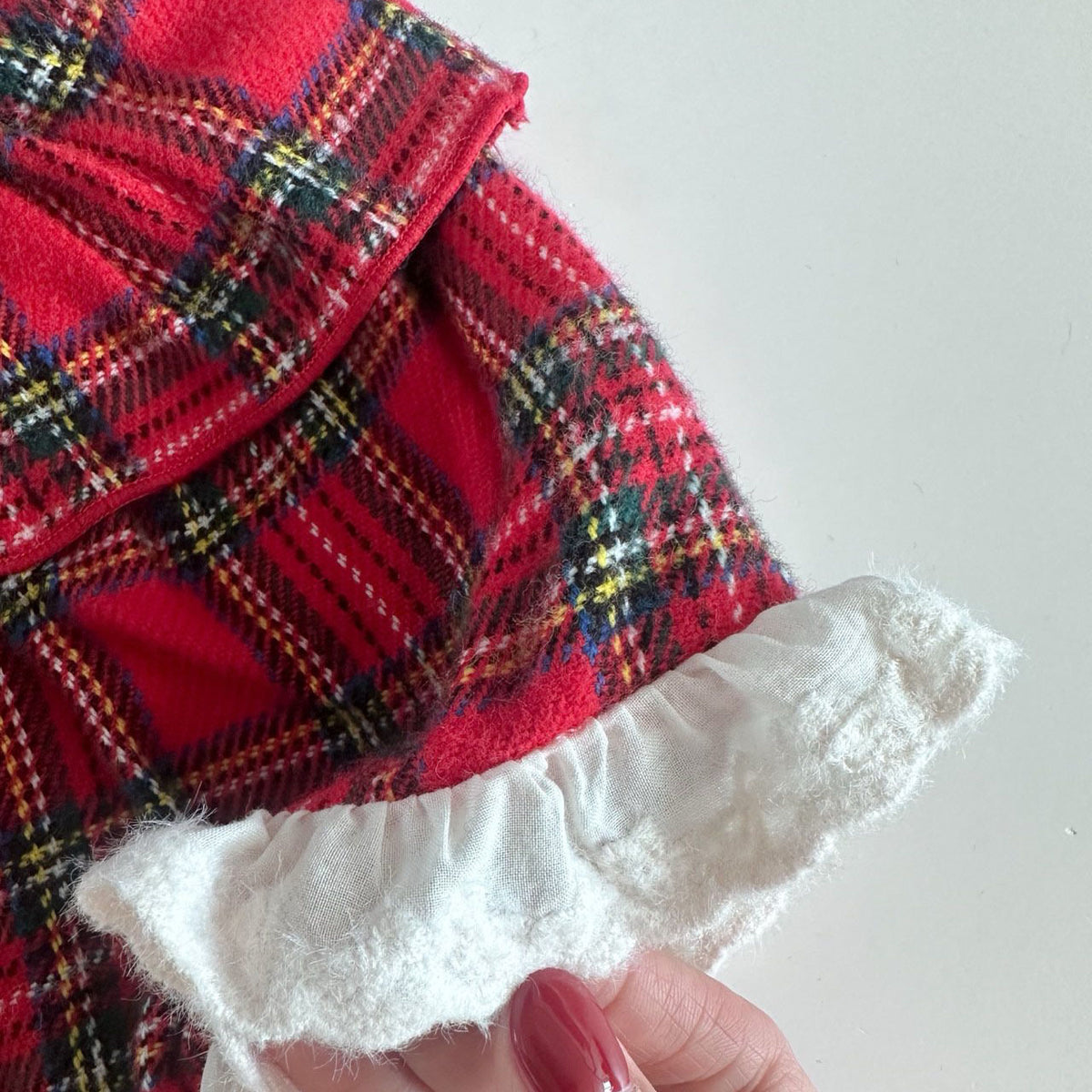 Kids FW26 Tartan Check Lace Frill Skirt  (1-7y) - Red