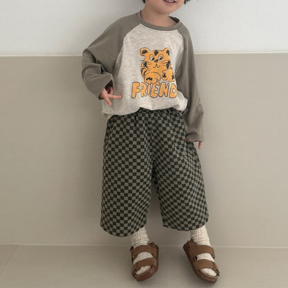 Toddler F25 Checkered 7/8 Length Pants (2-8y) - Olive - AT NOON STORE