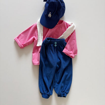 Toddler SP26 Basic Long Sleeve Loose Fit Top  (1-6y) - Pink - AT NOON STORE