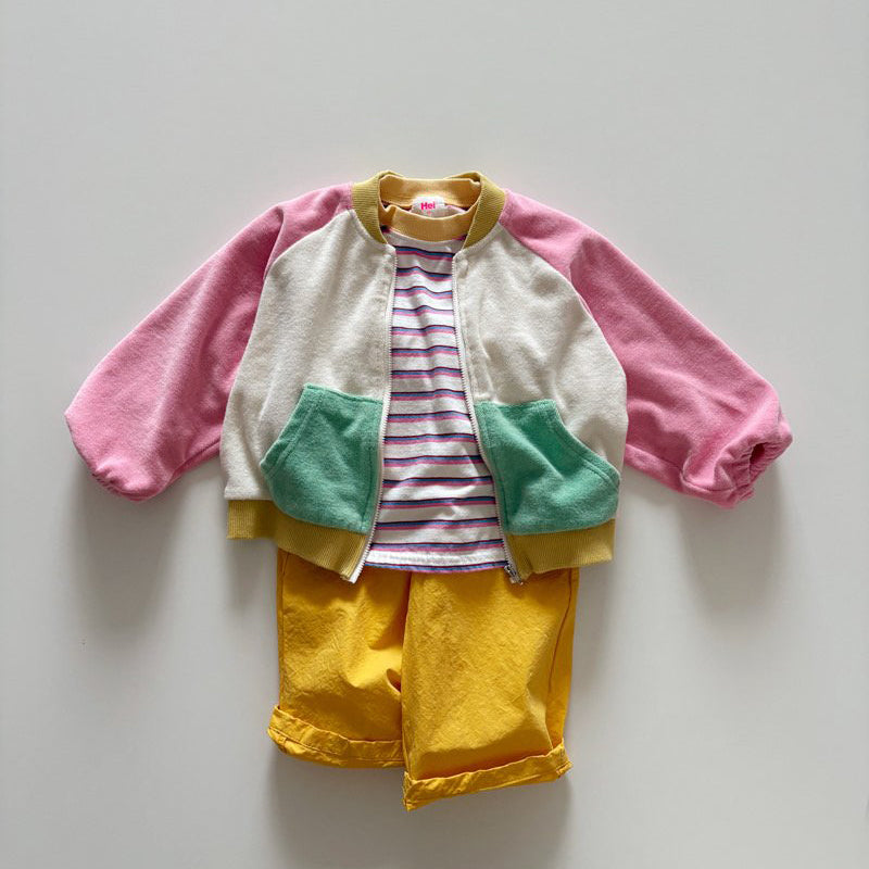 Toddler SP26 Multi Stripe Long Sleeve Loose Fit Top  (1-6y) - Pink - AT NOON STORE