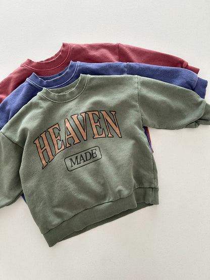 Kids Adult 'Heaven Made' Garment Dyed Long Sleeve Sweatshirt (1-7y, Adult) - 3 Colors