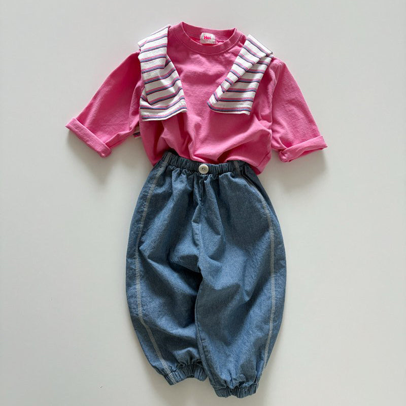 Toddler SP26 Basic Long Sleeve Loose Fit Top  (1-6y) - Pink - AT NOON STORE