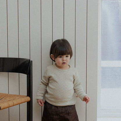 Toddler SP26 Pointelle Confetti Long Sleeve Top (10m-3y) - Ivory - AT NOON STORE