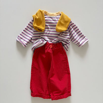 Toddler SP26 Multi Stripe Long Sleeve Loose Fit Top  (1-6y) - Pink - AT NOON STORE