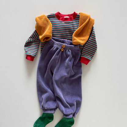 Toddler F26 Button Front Velour Jogger Pants  (1-6y) - 4 Colors
