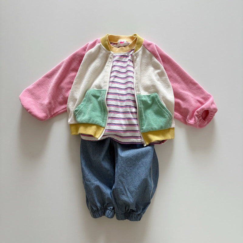 Toddler SP26 Multi Stripe Long Sleeve Loose Fit Top  (1-6y) - Pink - AT NOON STORE