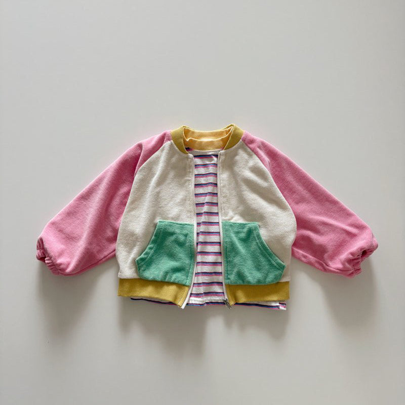 Toddler SP26 Multi Stripe Long Sleeve Loose Fit Top  (1-6y) - Pink - AT NOON STORE