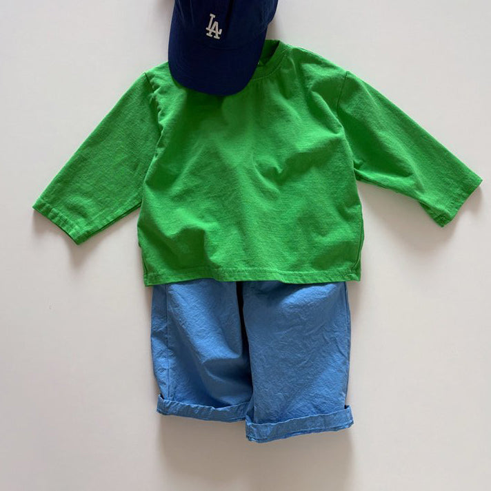Toddler SP26 Basic Long Sleeve Loose Fit Top  (1-6y) - Green - AT NOON STORE