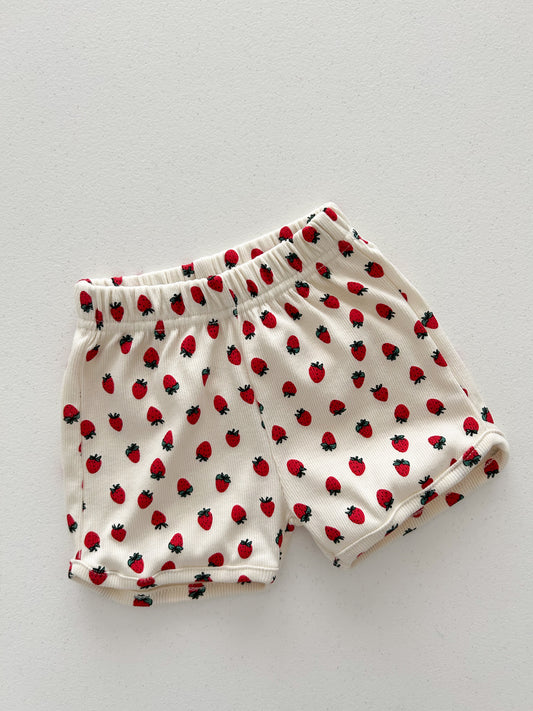 Baby/Toddler Aosta SS25 Strawberry Ribbed Shorts (3m-5y)- Ivory - AT NOON STORE