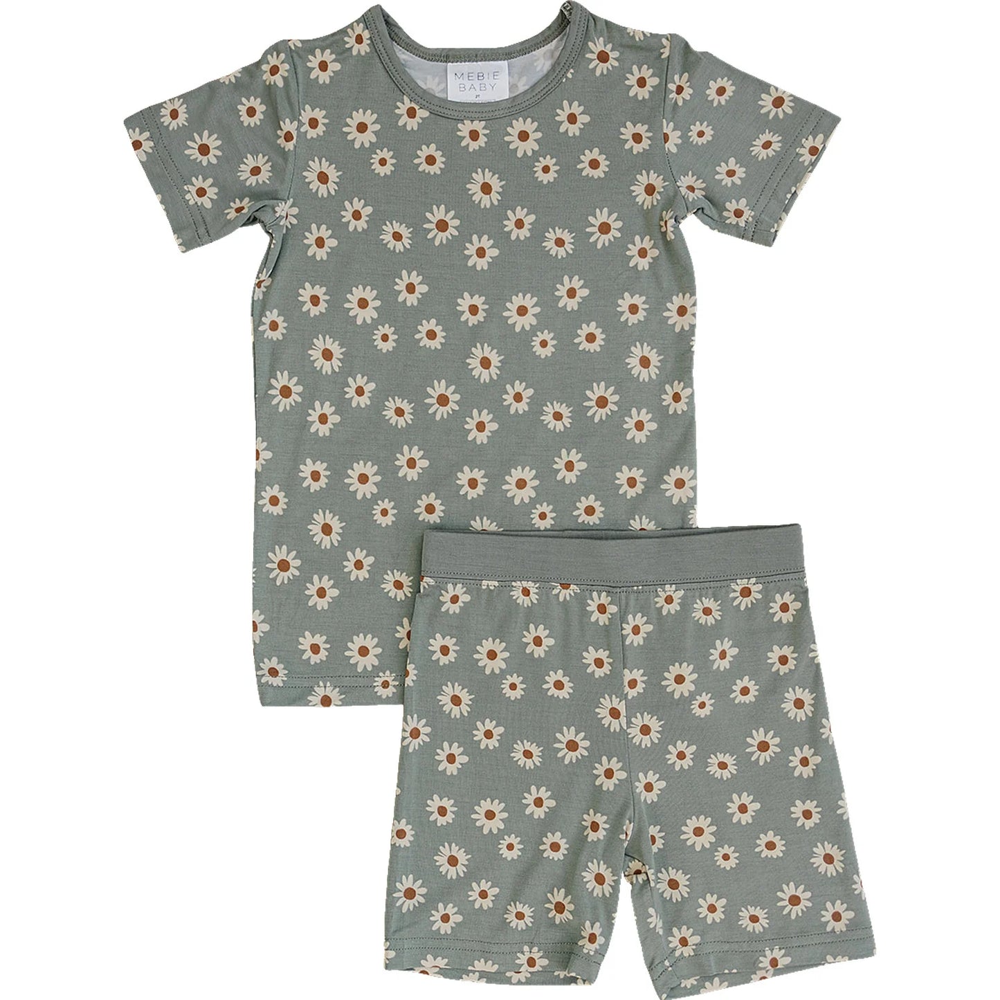 Light Green Daisy Bamboo Cozy Short Set (2T-6Y) - AT NOON STORE