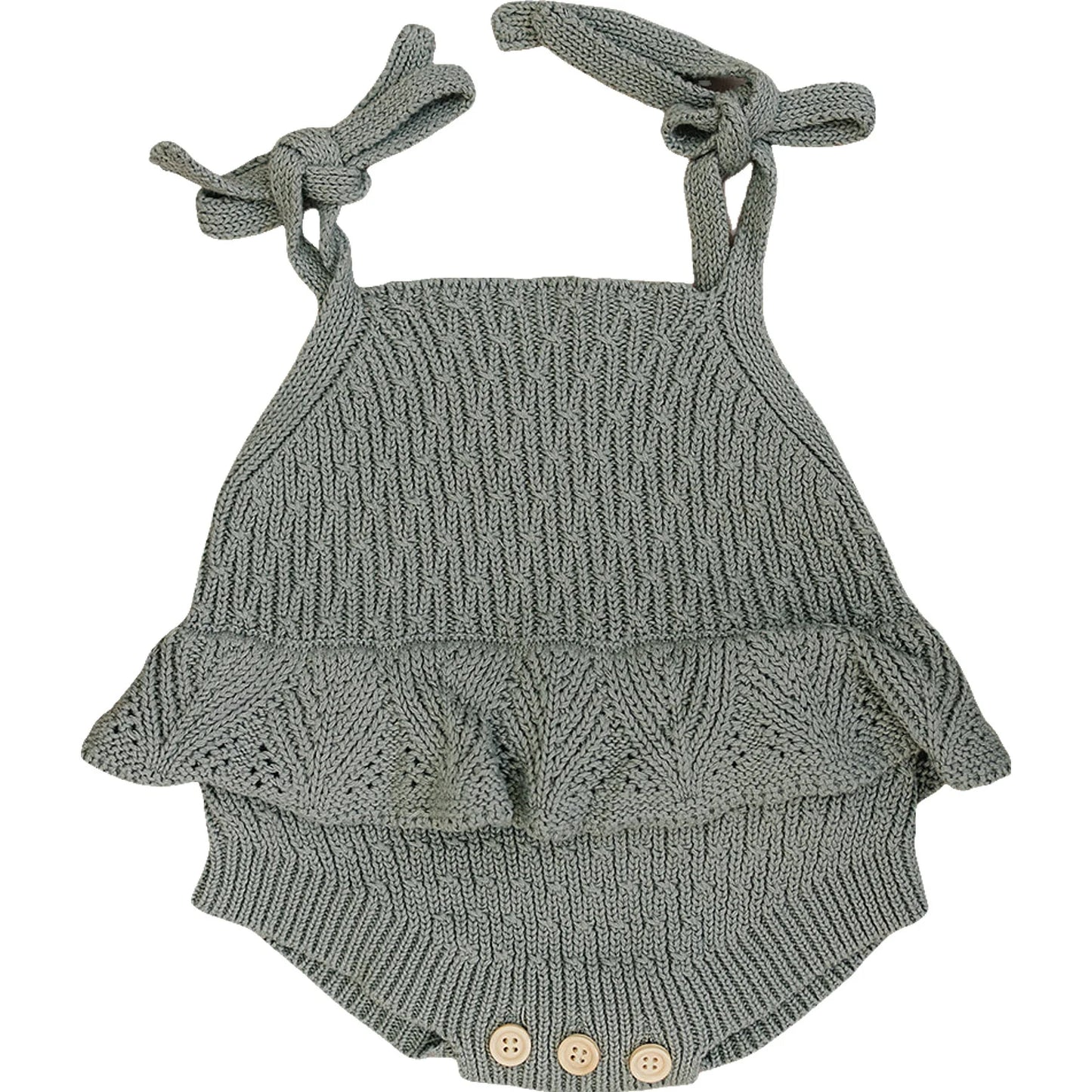 Sage Ruffle Knit Bubble Romper (3-18m) - AT NOON STORE