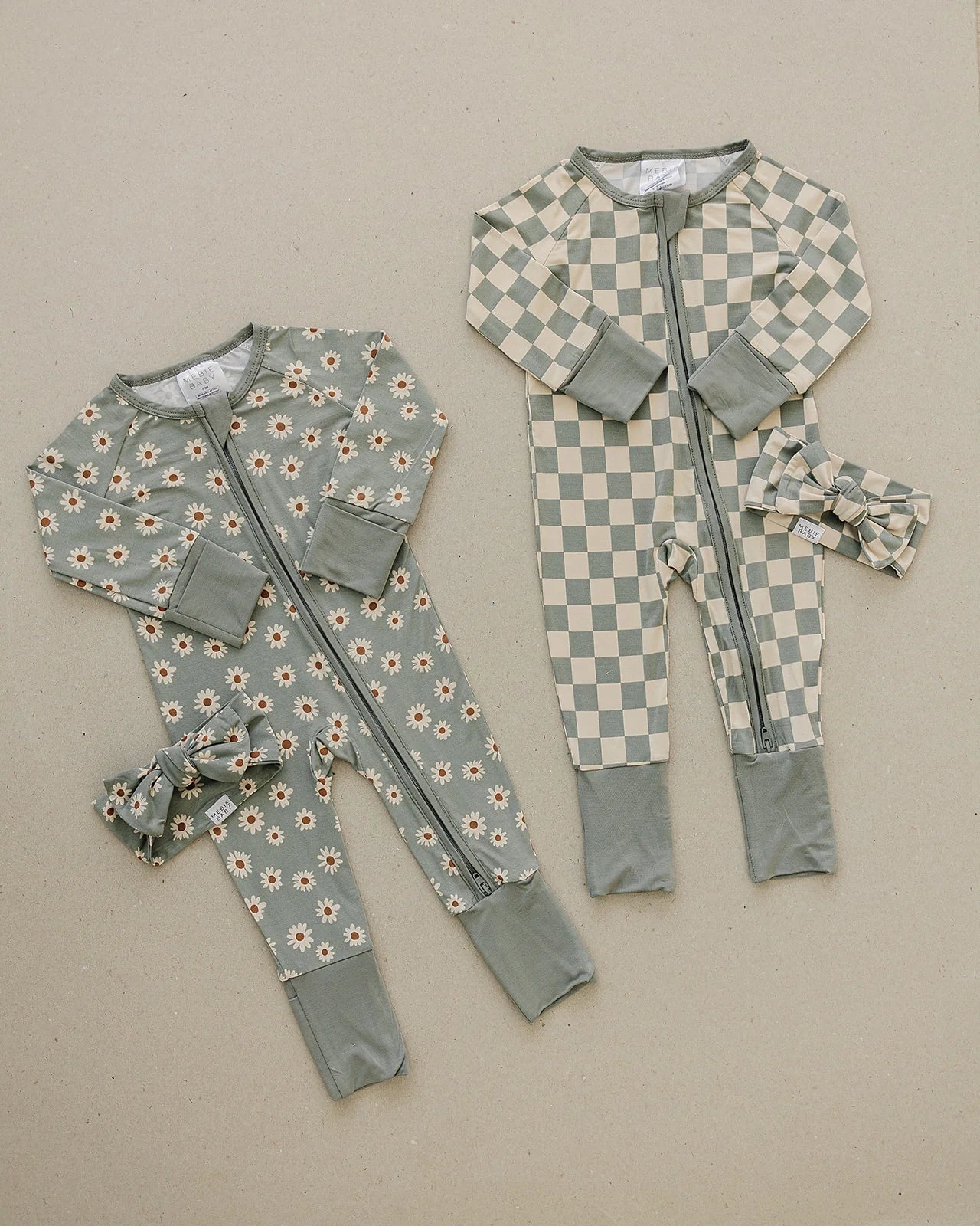 Light Green Daisy Bamboo Zipper (0-18m) - AT NOON STORE