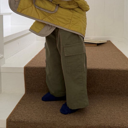 Kids F26 Stitch Detail Cargo Pants (2-8y) - Olive