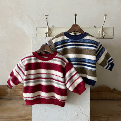 Toddler Lala FW25 Fluffy Stripe Sweatshirt (1-6y) - 2 Colors - AT NOON STORE