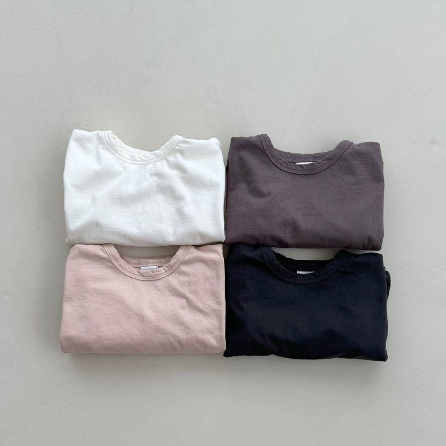 Kids Crewneck Curved Hem Basic Top (4m-6y) - 4 Colors