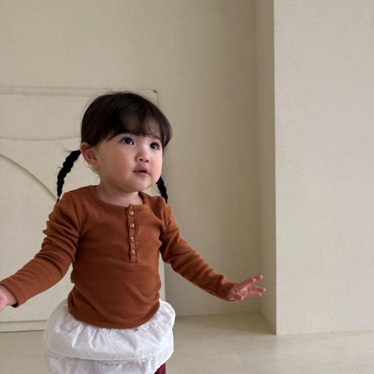 Baby/Toddler Bella F26 Button Front Ribbed Long Sleeve Top (1-6y) - 3 Colors