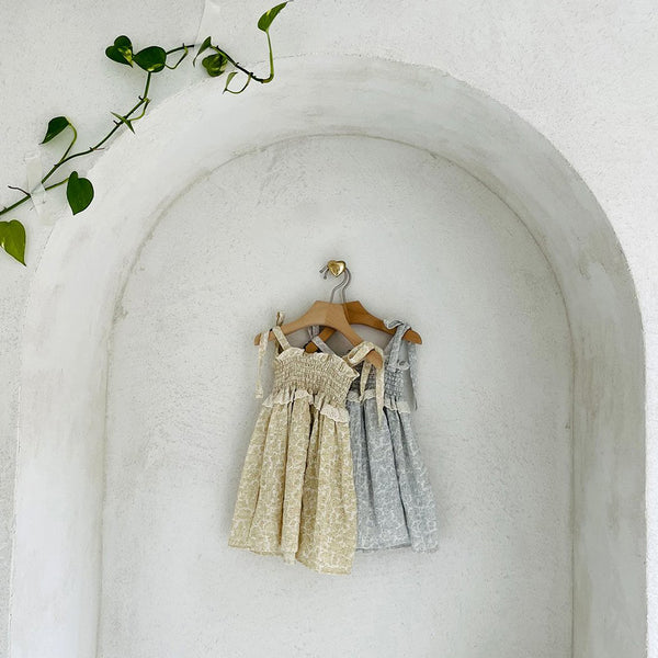 Toddler Milk Tie-Shoulder Smocked Bodice Dress (1-6y) - 2 Colors
