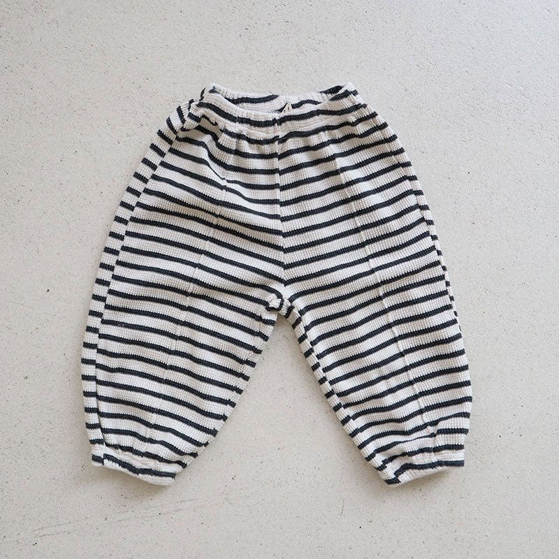 Toddler Stripe Waffle Pin-Tuck Jogger Pants (15m-7y) -2 Colors - AT NOON STORE