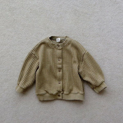 Toddler F25 Waffle Cardigan (15m-7y) - 3 Colors - AT NOON STORE