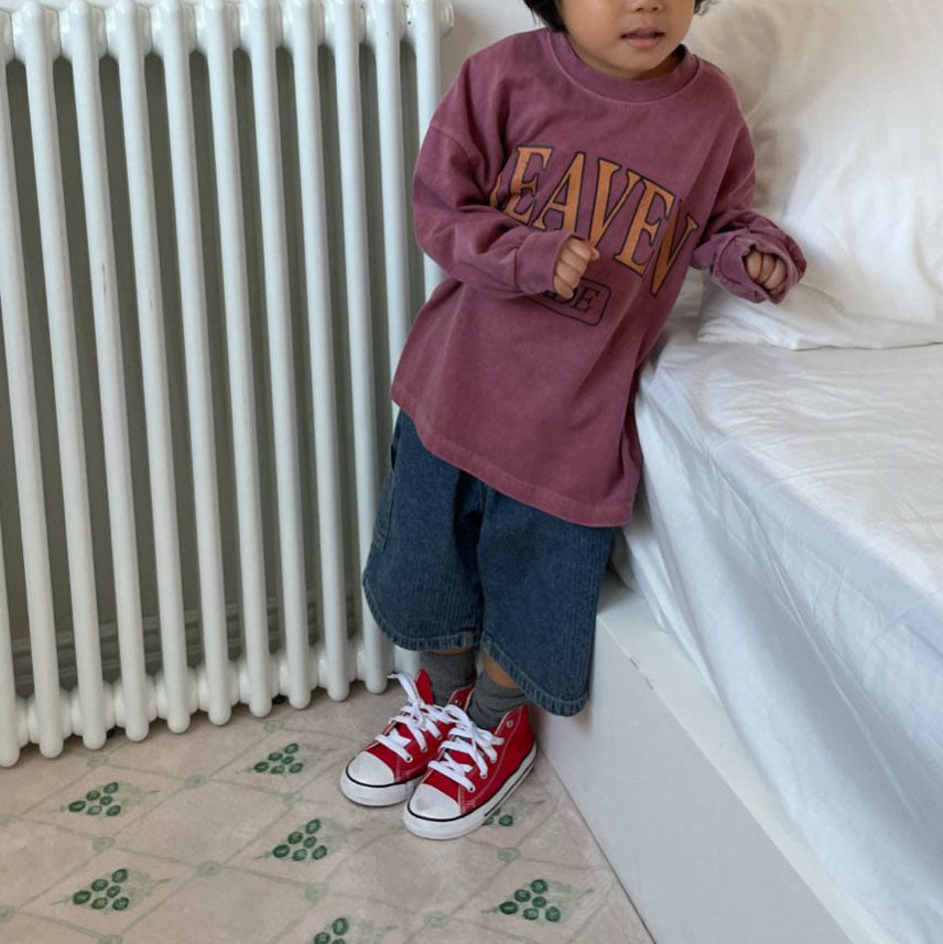 Kids F25 'HEAVEN' Pigment Dyed Long Sleeve Top (2-7y) - 2 Colors