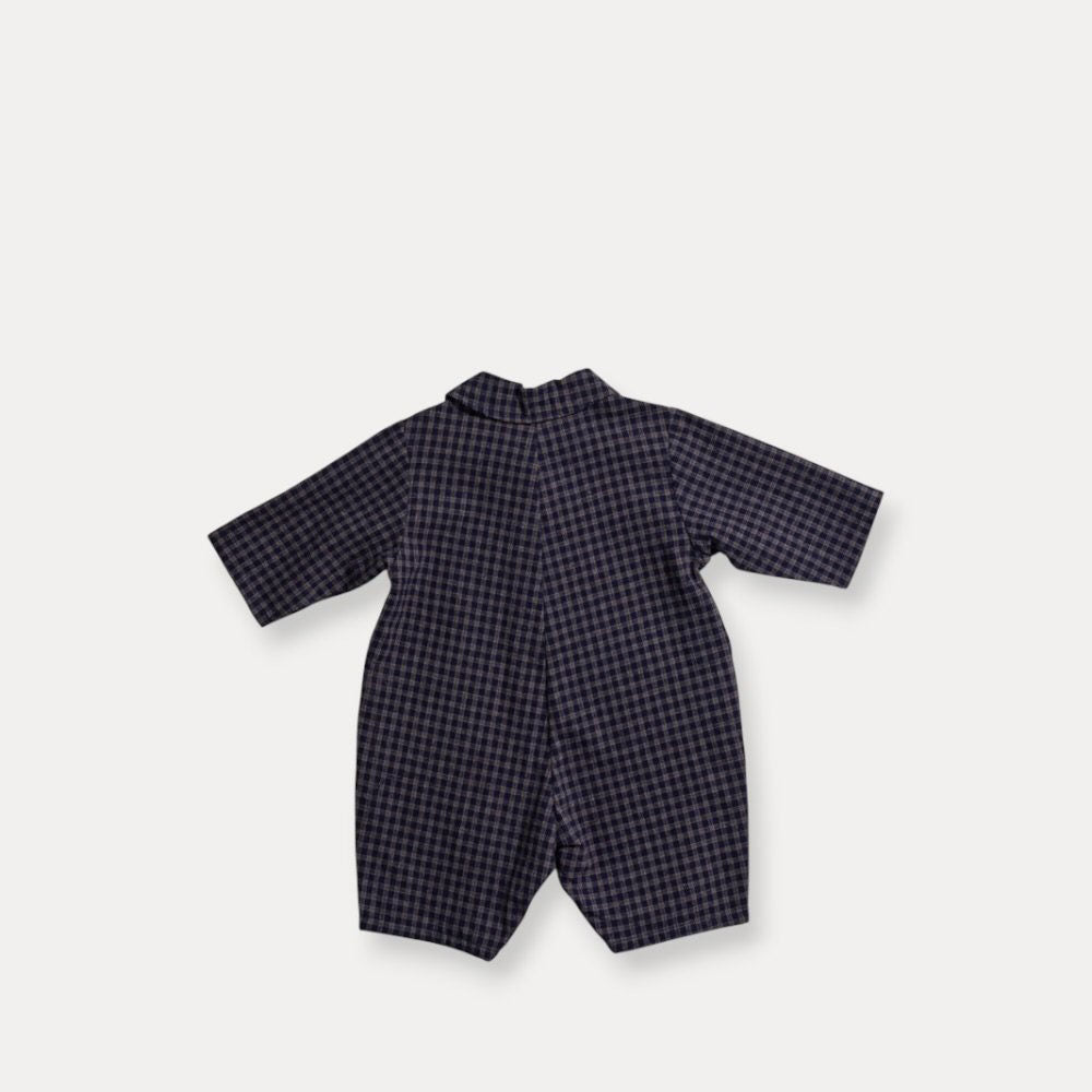 Baby F26 Plaid Collared Long Sleeve Jumpsuit (3-18m) - 2 Colors