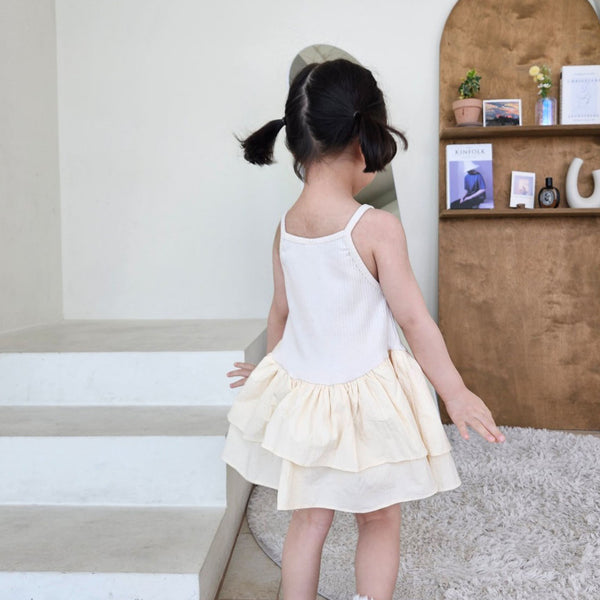 Toddler Bow Trim Tutu Dress (1-7y)- Cream