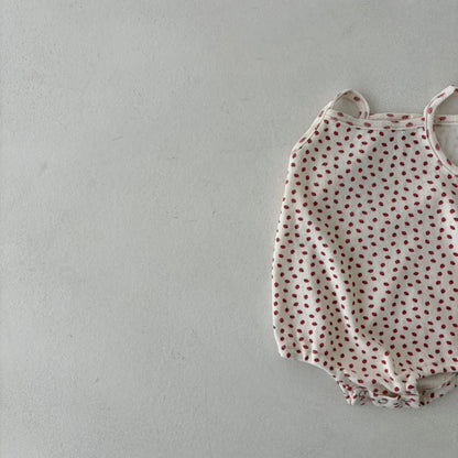 Baby Land SS25 Pointelle Strawberry Sleeveless Romper (4-15m) - Ivory