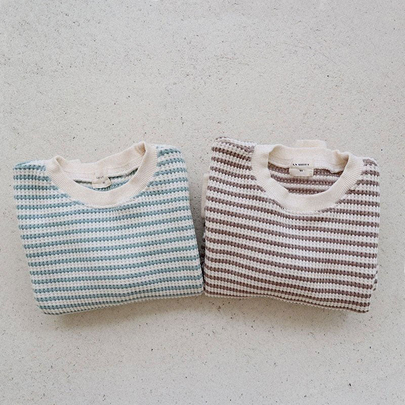 Toddler Waffle Stripe Sweatshirt (15m-7y) -2 Colors - AT NOON STORE