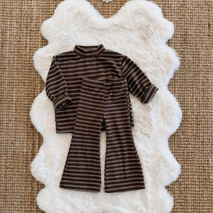Toddler FW26 Stripe Flare Pants (1-7y) - Brown