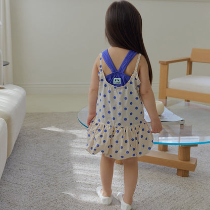 Toddler SS26 Polka Dot Tank Top Balloon Dress (3-7y) - Ivory - AT NOON STORE