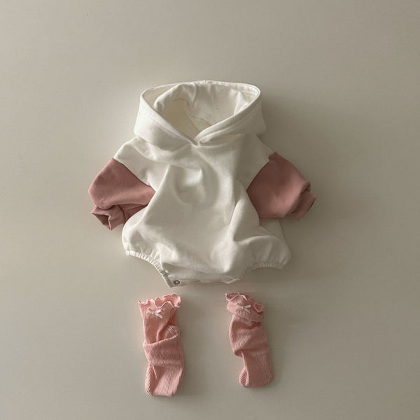 Baby Long Sleeve Pink Bow Hooded Romper (3-18m) - Pink