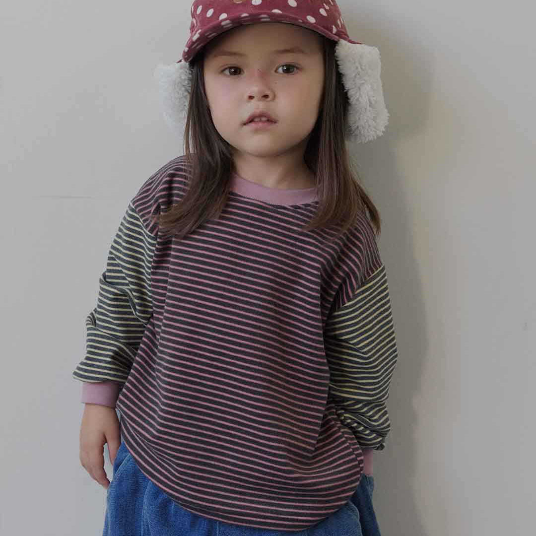 Toddler W26 Stripe Long Sleeve Top (2-6y) - Charcoal