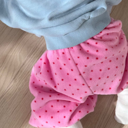 Kids W26 Warm Polka Dot Fleece Jogger Pants (10m-8y) - Pink