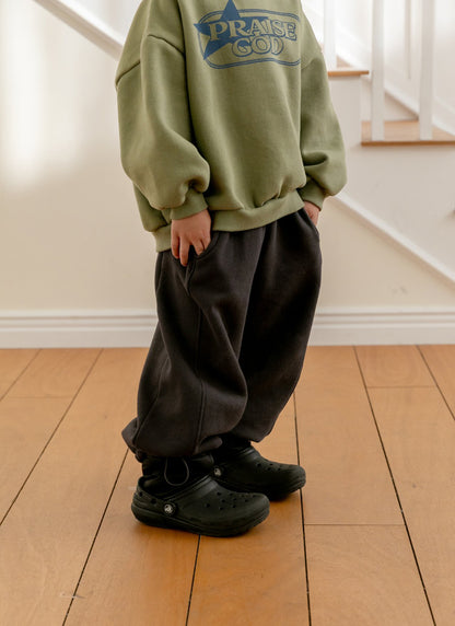 Kids Brushed Cotton Adjustable Hem Loose Fit Jogger Pants (2-8y) - 2 Colors