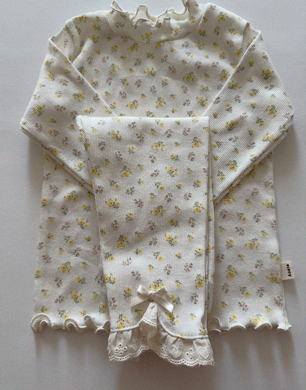 Baby/Toddler Aosta SP26 Lace and Bow Detail Ribbed Leggings (3m-5y)- 2 Colors - AT NOON STORE