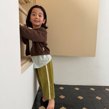 Kids F26 Side Tape Velour Pull-On Pants (2-8y) - 2 Colors