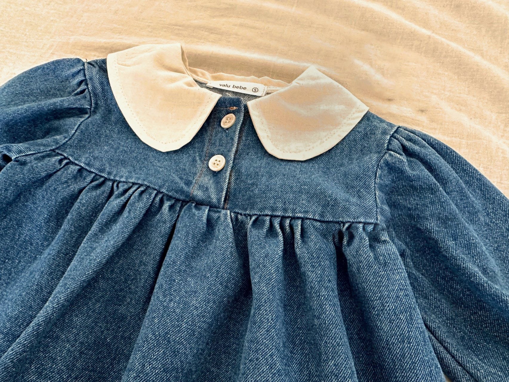 Baby Peter Pan Collar Denim Dress(3-18m) -Denim - AT NOON STORE