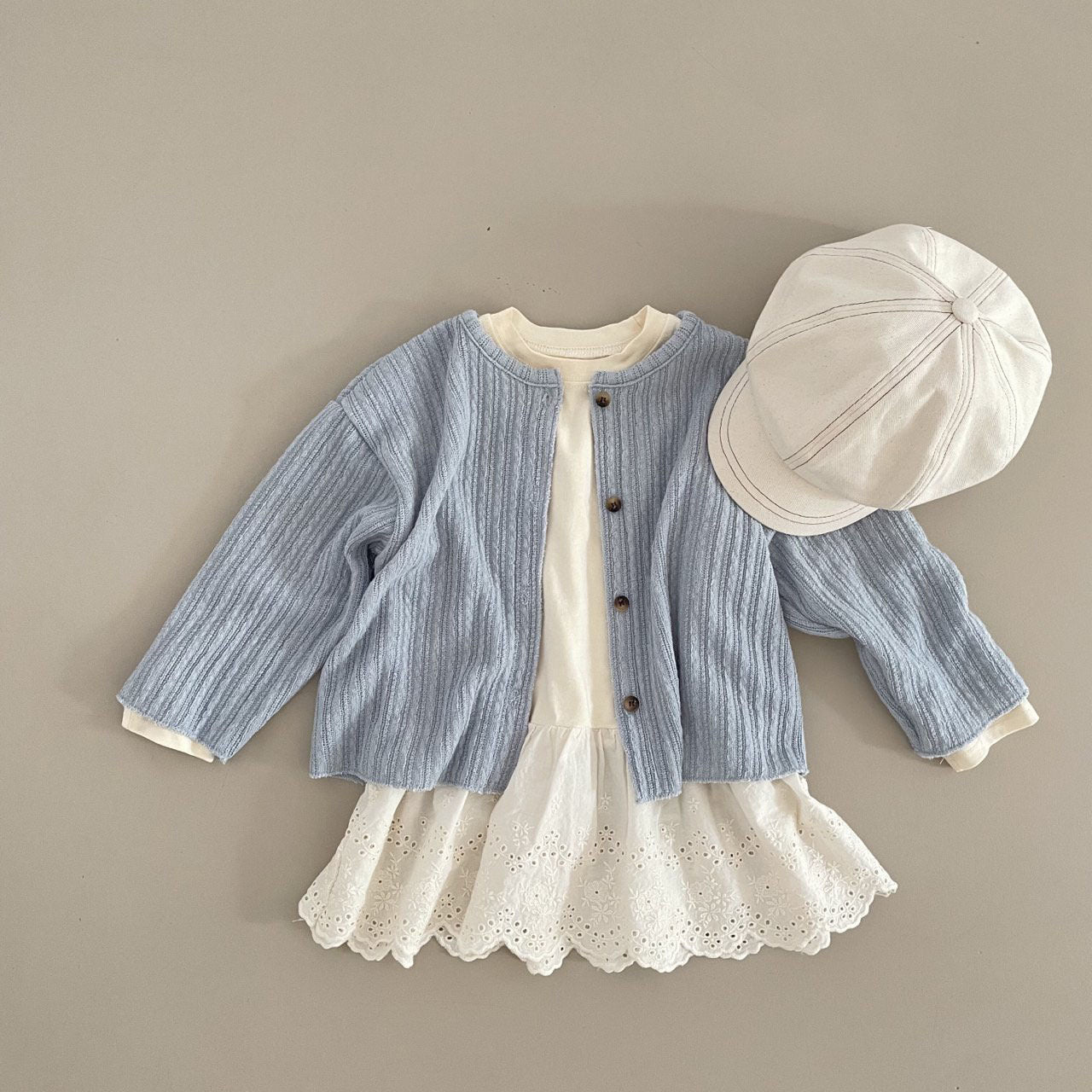 Toddler F25 Lace Detail Long Sleeve Top (1-7y) - Ivory - AT NOON STORE