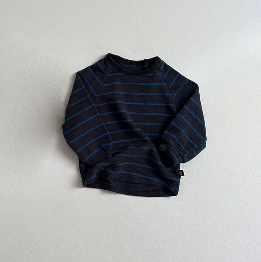 Toddler Crewneck Stripe Long Sleeve Tee (10m-4y) - Charcoal - AT NOON STORE