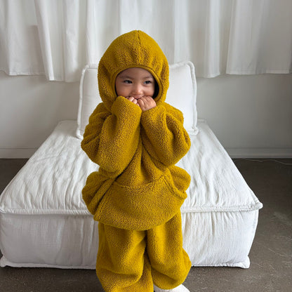 Toddler FW26 Sherpa Kangaroo Pocket Hoodie (1-7y) - Mustard