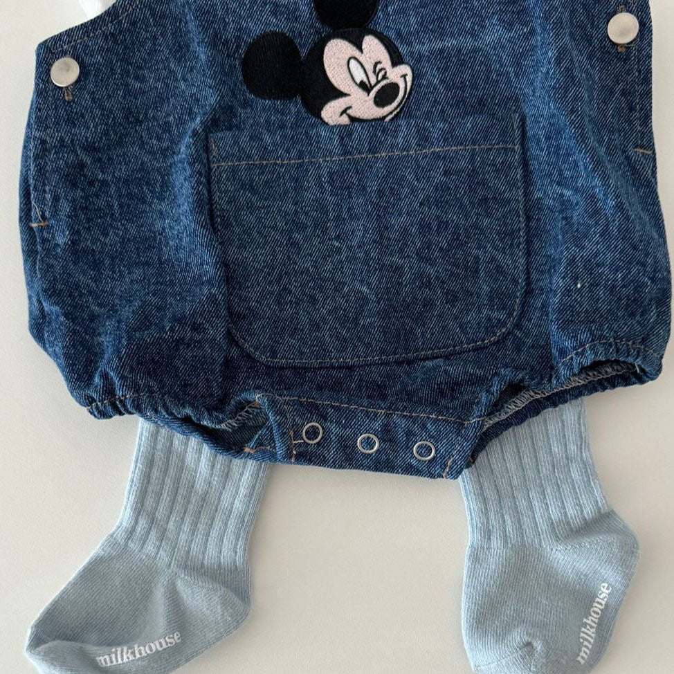 Baby F24 Mickey Embroidery Shortalls (3-18m) - 2 Colors