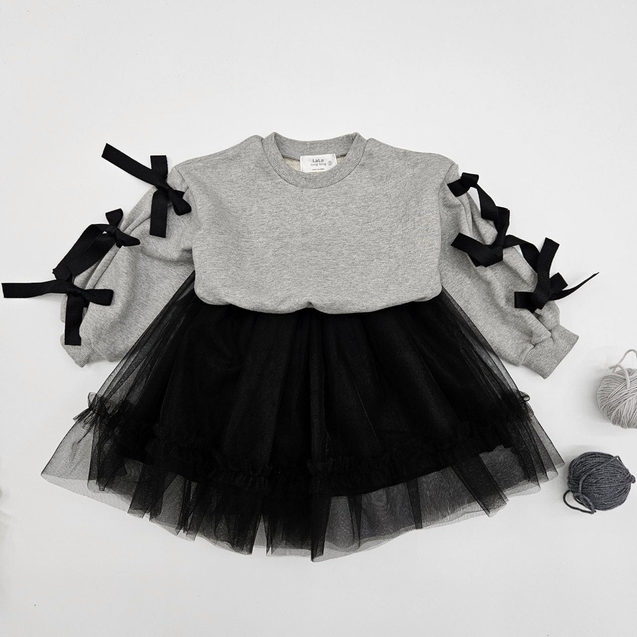 Toddler Bow Detail Long Sleeve Cropped Sweatshirt (2-7y) - 2 Colors