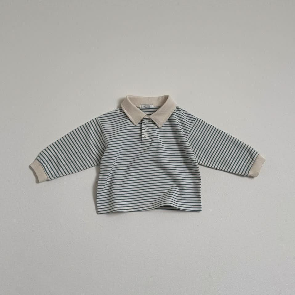 Toddler S25 Stripe Collar Top (10m-4y) - Blue - AT NOON STORE