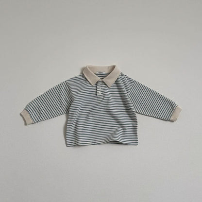 Toddler S25 Stripe Collar Top (10m-4y) - Blue - AT NOON STORE