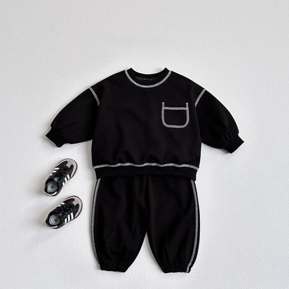 Toddler F25 Stitch Detail Long Sleeve Top and Jogger Pants Set (1-6y) - 2 Colors - AT NOON STORE