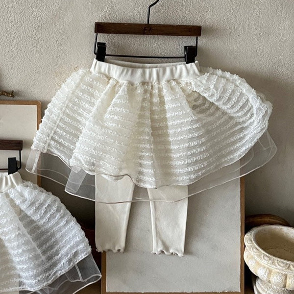 Girls Princess Tulle Skirt Leggings (1-6y) - Cream Skirt